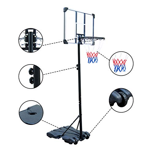 Rakon Portable Basketball Hoop Height Adjustable 5.4ft-7ft Basketball Stand Backboard System for Both Youth and Adults