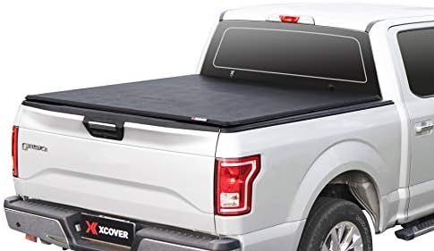 X XCOVER Soft Locking Roll Up Truck Bed Tonneau Cover, Compatible with 2015-2023 F150, 2022-2023 F150 Lightning Pickup 5.6 Ft Bed