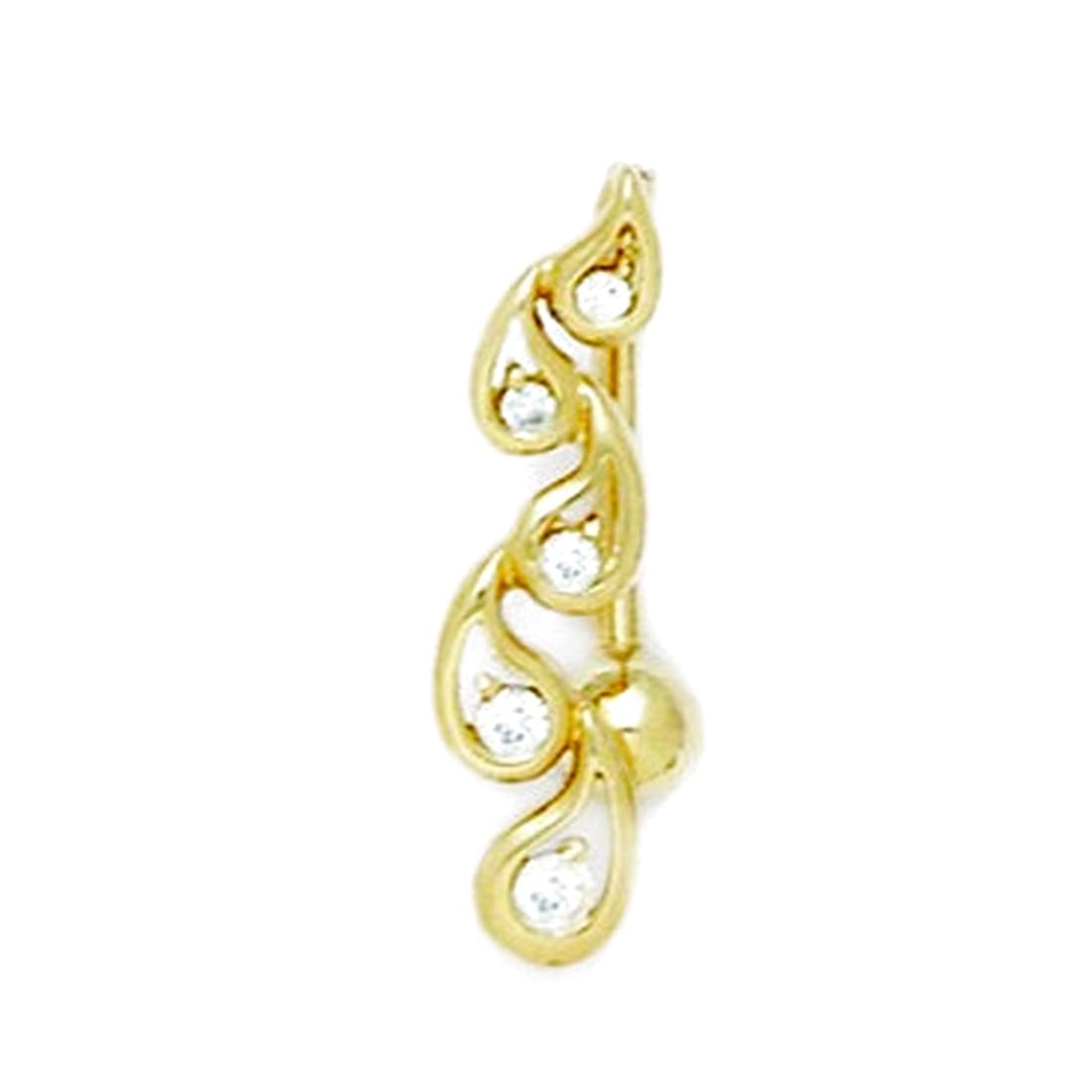 Bauchnabelring aus 14 Karat Gelbgold, Zirkonia, künstlicher Diamant, 14 Gauge, mehrfarbiger Tropfen-Körperschmuck, Maße: 24 x 8 mm, Schmuckgeschenk für Frauen, Metall, Zirkonia