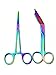 New German Premium Lister Bandage Scissors 5.5 inches Plus Hemostat Forceps Straight Multi Color Rainbow Color Stainless Steel Set of 2 Each