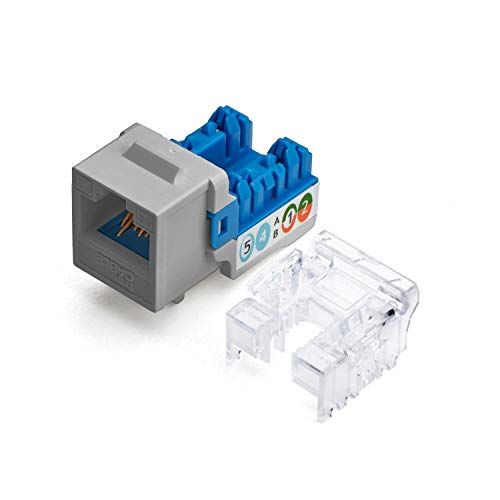 TRUE CABLE Cat6A Unshielded (UTP) Keystone Jack 90-Degree Punch-Down RJ45 Female Module PoE++ 4PPoE UL Listed & TIA Certified Gray 12 Pack