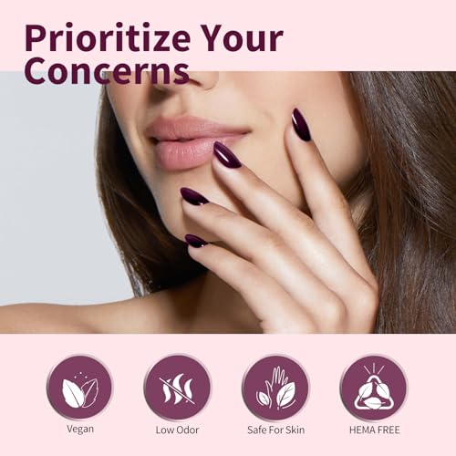 Image of CANNI Dark Red Cherry Gel Nail Polish, 1Pcs Burgundy Red Purple Deep Color Nail Polish High Gloss Manicure Salon DIY