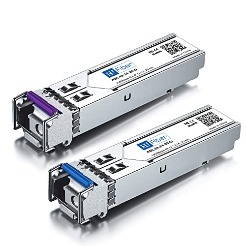 Image of H!Fiber 1.25G SFP Bidi Transceiver, 1000Base-BIDI 11490nm /1310nm SMF, a Pair of Single Mode SFP Module, up to 20 km, for Cisco, Ubiquiti UniFi, Mikrotik, D-Link, Supermicro, Netgear and More