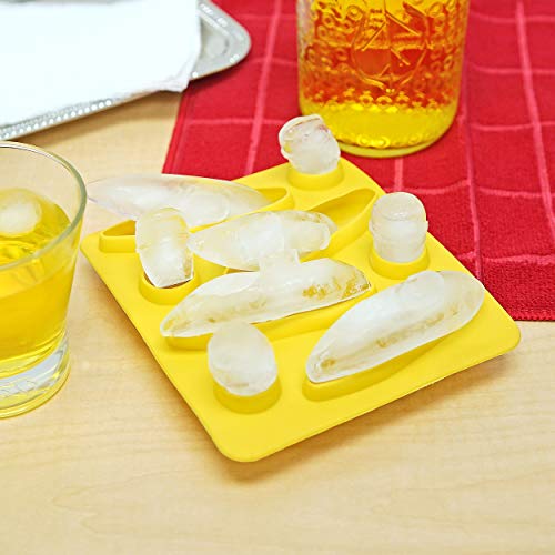 Fairly Odd Novelties Submarine Shape Flexible 8 Ice Cube Tray Mold Yellow Rubber Novelty Gag Gift, One Size #TOP4
