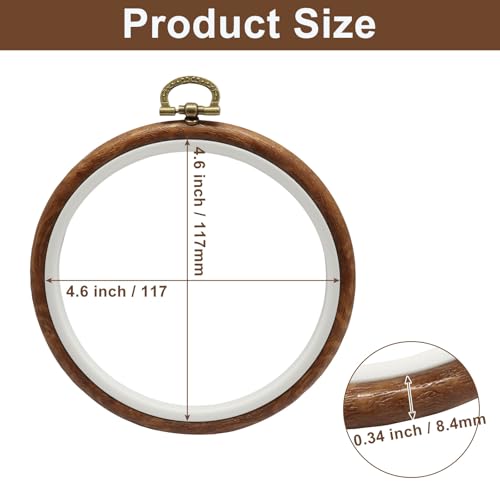 Image of Bonsicoky 15 Pack 5 Inch Round Embroidery Hoops | Wood Look Decorative, PVC Imitated Wood, Vintage Frames, For Hand Embroidery & Cross Stitch Projects