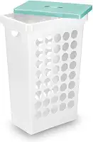 Cesto de Roupas Retangular com Tampa Arthi | Organização e Durabilidade | Prático e Funcional | Ideal para Diversos Ambientes | Design Branco com Tampa Menta | Resistente e Conveniente