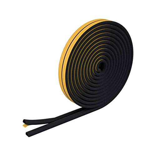 Stormguard EPDM 5 Metres, D Black Draught Excluder Self Adhesive Rubber Door Window Seal Roll