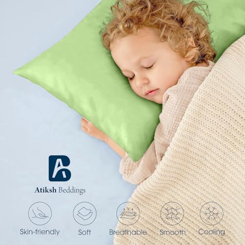 Image of Atiksh Beddings Pack of 2 13x18 Inch Toddler Travel Pillow Cases - 100% Soft Egyptian Cotton, 600 Thread Count with Zipper Closure for Small Travel Pillows Cover, Sage Green