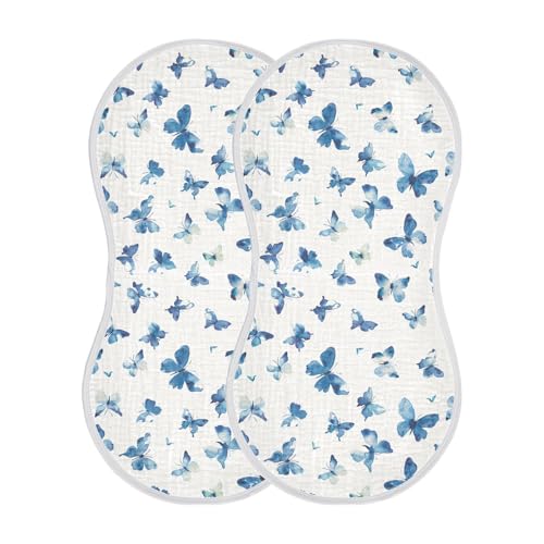 Crushed Butterflies Cotton Baby Muslin Burp Cloths Soft Touch wash rag for Unisex Babies Set of 2, 22x11in