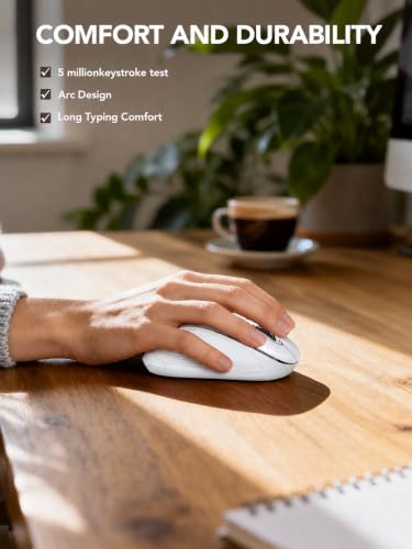 Image of Trueque Wireless Mouse for Laptop, Ergonomic 6-Button Mouse, Pure White | 2.4GHz USB receiver, back /forward buttons, 3 adjustable DPI levels, silent clicks, USB-C adapter, Windows /Mac /Chrome OS /Linux