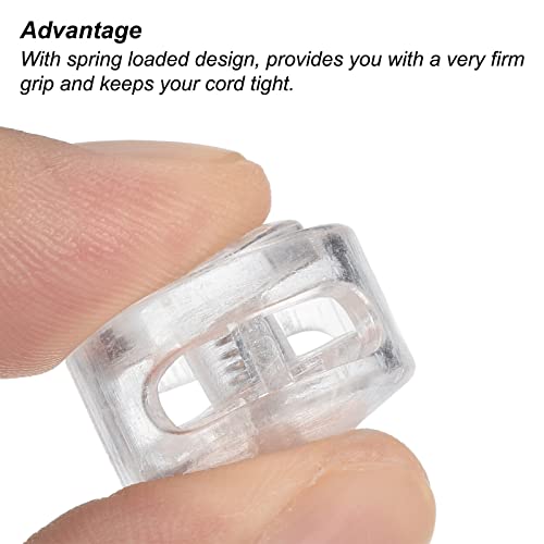 PATIKIL Cord Locks, 30 Pack Round Spring Toggle Stopper for Drawstring Bag Shoelaces Clear, 17x16mm - Image 4