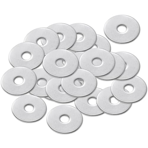 CYEER 200 Pack M6 x 25mm Metal Flat Penny Washers, 304 Stainless Steel, Large OD Plain Wide Round Metal Alloy Steel for Screws