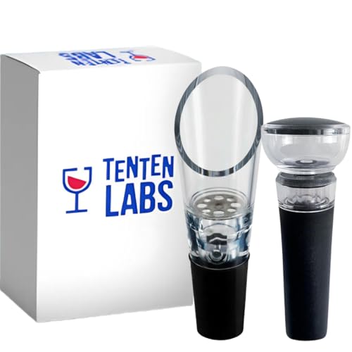 Produktfoto von TenTen Labs Weindekanter Ausgießer und Weinsparer Moderne Pumpe COMBO – Premium Weinbelüfter und Weinsparpumpe –…