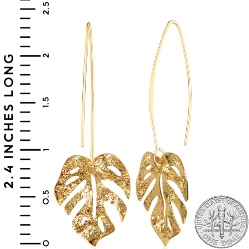 Humble Chic Leaf Earrings for Women - Gold or Silver-tone Tropical Threader or Dangle Earrings4