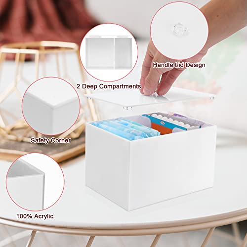 Chengfu Acrylic Sanitary Napkin Storage Container, Pad Holder For Period, Pad Holder For Women Bathroom, Pad And Tampon Holder For Bathroom, Sanitary Napkin Dispenser, White #TOP5