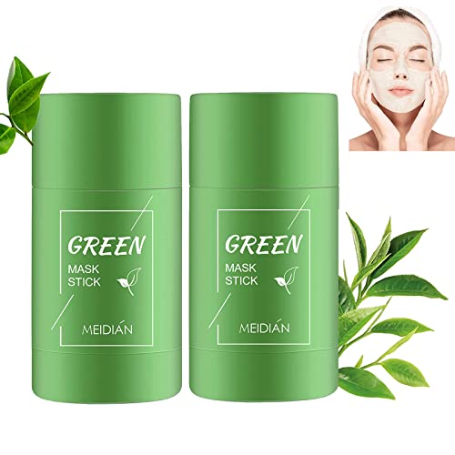 2Pcs Green Tea Mask Purifying Clay Stick, Blackhead Remover Face Moisturizes Oil Control, Deep Clean Pore Improves Skin for All Skin Types Men Women (Green Tea)