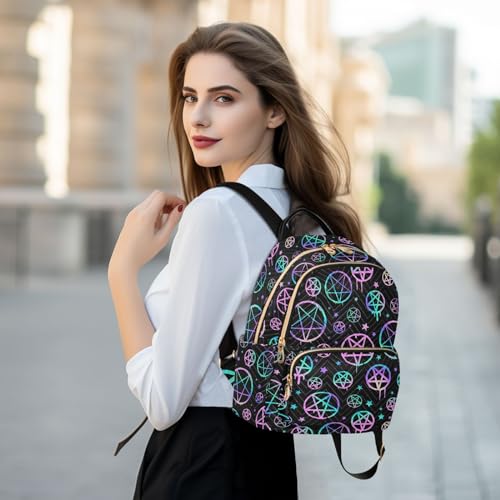 Image of Bright Pentagrams Mini Backpack Fashion Backpack Purse for Women,Handbag Shoulder Bag Casual Daypack, Ladies Gift for College Work (M)