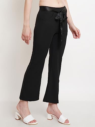 Image of POPWINGS Casual Solid Regular Fit Solid Trouser for Women || Pull On Trouser for Women || Semi-Formal Work Women Trouser for Summer || Stylish Western Trouser