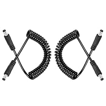 GINTOOYUN DC 5.5MM x 2.1MM Male to Male Plug Power Adapter Cable DC Power Coiled Extension Cable for LED Strip,CCTV,Car,Security Camera,Etc2 Pack