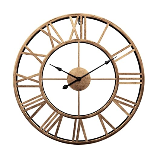 時計 壁掛け おしゃれ モダン アンティーク アイアン 北欧 静音 掛け時計 大きい フック 電池付属 (ゴールド, 40)
