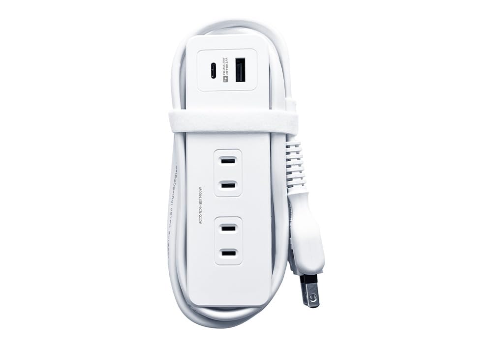 カシムラ 国内・海外両用電源タップ 100~240V入力対応 AC4 USBA+C PD20W 1m 自動識別 リバーシブル 【ACコンセント4口合計1400W / USBポート2口合計最大出力17W (5V 3.4A)、USB-A×1(最大12W) 、 USB Type-C×1(最大PD20W)】 NWM-28