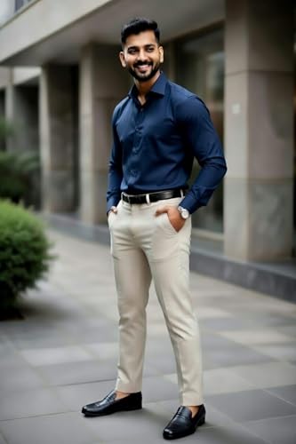 Image of Men's Formal Shirt and Trouser Combo Set | Slim Fit Stylish Office Wear | Premium Cotton Blend Shirt Pant Set for Men | Top & Bottom Clothing Set