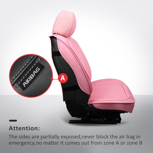Image of MIROZO Front Seat Covers Pink,Leather Car Seat Covers Waterproof Seat Cover,Automotive Seat Covers Universal Car Seat Protector Seat Cushion for Sedan, Truck and SUV (2PCS Front, Pink)