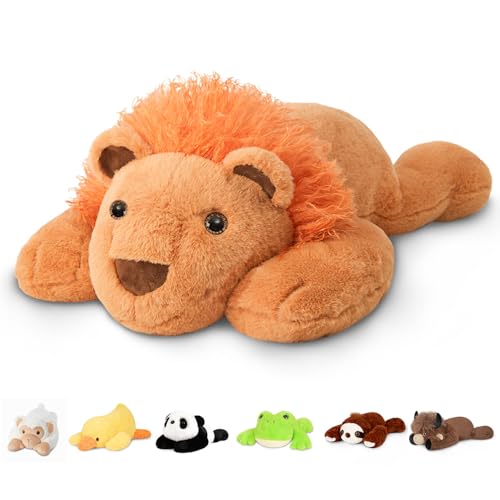 Image of Niuniu Daddy Weighted Lion Stuffed Animals, 20 Inch 3.3 lbs Weighted Plushies, Heavy Calming Body Pillow for Sleeping, Sensory Lying Lap Pad Toy Huggable Gift for Kids and Adults
