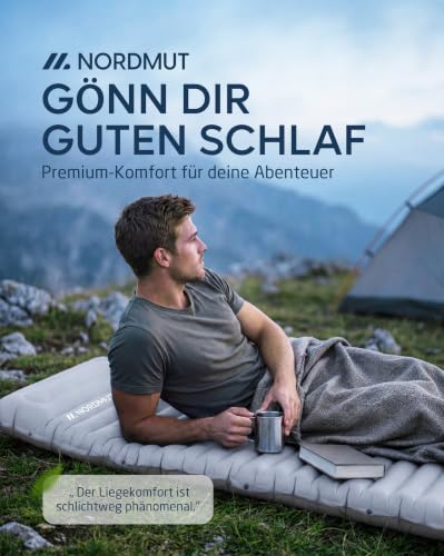 NORDMUT® Isomatte Schnellaufblasend mit integrierter Fußpumpe 10 cm - Isomatte Camping mit kleinem Packmaß - Outdoor Matratze für müheloses… – Ansicht 2