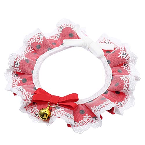 Coleira para gatos de estimação em renda com bolinhas bowknot (vermelho tamanho XL)