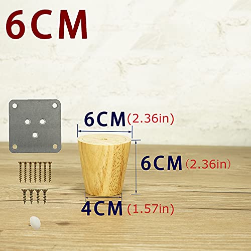Patas de madera para muebles de 10 cm, juego de patas de repuesto cónicas para sofá y cama 3