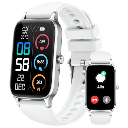 Reloj Inteligente Hombre Mujer, 1.57'' HD Smartwatch Hombre Llamadas Bluetooth 5.3, Pulsómetro/Monitor de Sueño/Podómetro Smart Watch, 110+ Deportivos Modos Reloj Deportivo, Impermeable IP68, Blanco