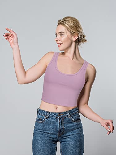 8 Pieces Women Basic Crop Tank Tops Sleeveless Racerback Crop Sport Tank Top For Yoga Running(Multi Colors,Medium) #TOP1