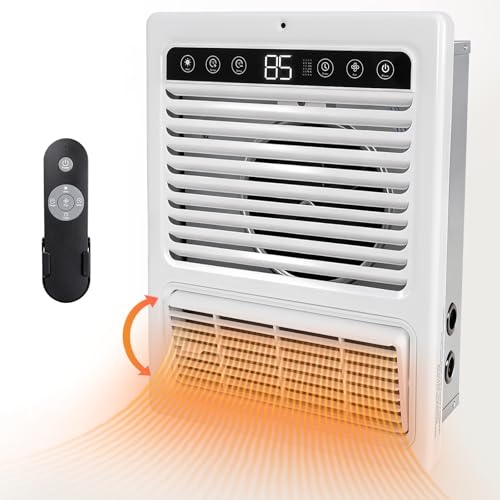 All-Metal Electric In Wall Heater, Upgraded PTC Ceramic Heating 1500W, 120V (110V-120V), Built-in Thermostat, 3 Modes, Remote & Digital Panel Dual Control, Child Lock, Overheat Protection