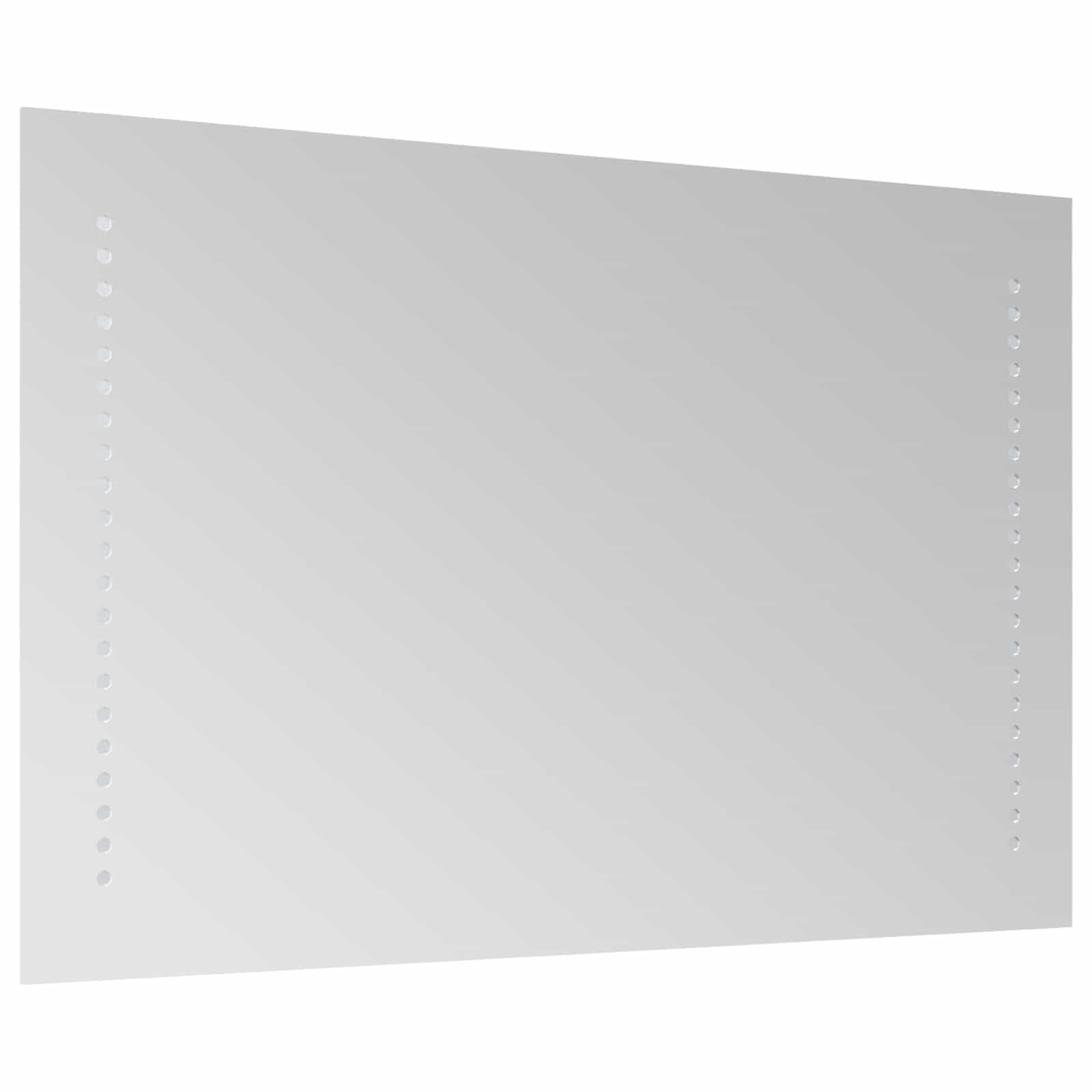 Wandmontierter LED-Badezimmerspiegel 60 x 40 cm mit gehärtetem Glas rahmenlos, beleuchtet, modern, für Schminken, Hautpflege, Badezimmer, Schlafzimmer, Flur, mit Schalter, einfache Montage