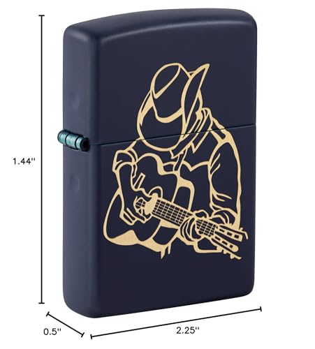 Zippo Encendedor Cowboy con Guitarra Azul Mate miniatura 3