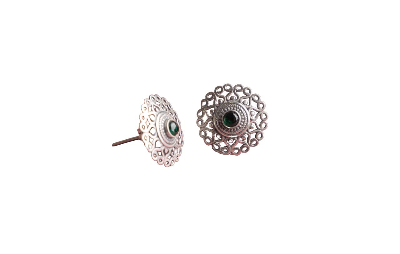 Shyle 925 Sterling Silver Stud Earrings, Moh Fine Carved Versatile Stud Earring, Well Stamped with 925, Indian Style Oxidized Silver Ear Studs, Gift for Women, Minimal Piece (B0BQVRZ97P) Amazon Price History, Amazon Price Tracker