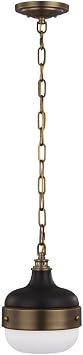 Feiss Generation Lighting P1282DAB/MB Cadence Glass Pendant Lighting, Brass, 1-Light 8"" Dia x 11"" H 75watts, Dark Antique Brass/Matte Black