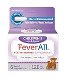 Feverall Infant Acetaminophen Suppositories 6 Rectal Suppositories 120 mg Each Pain Reliever/Fever Reducer. Paraben Free, No Artificial Colors or Other preservatives. Ages 3-6 Years