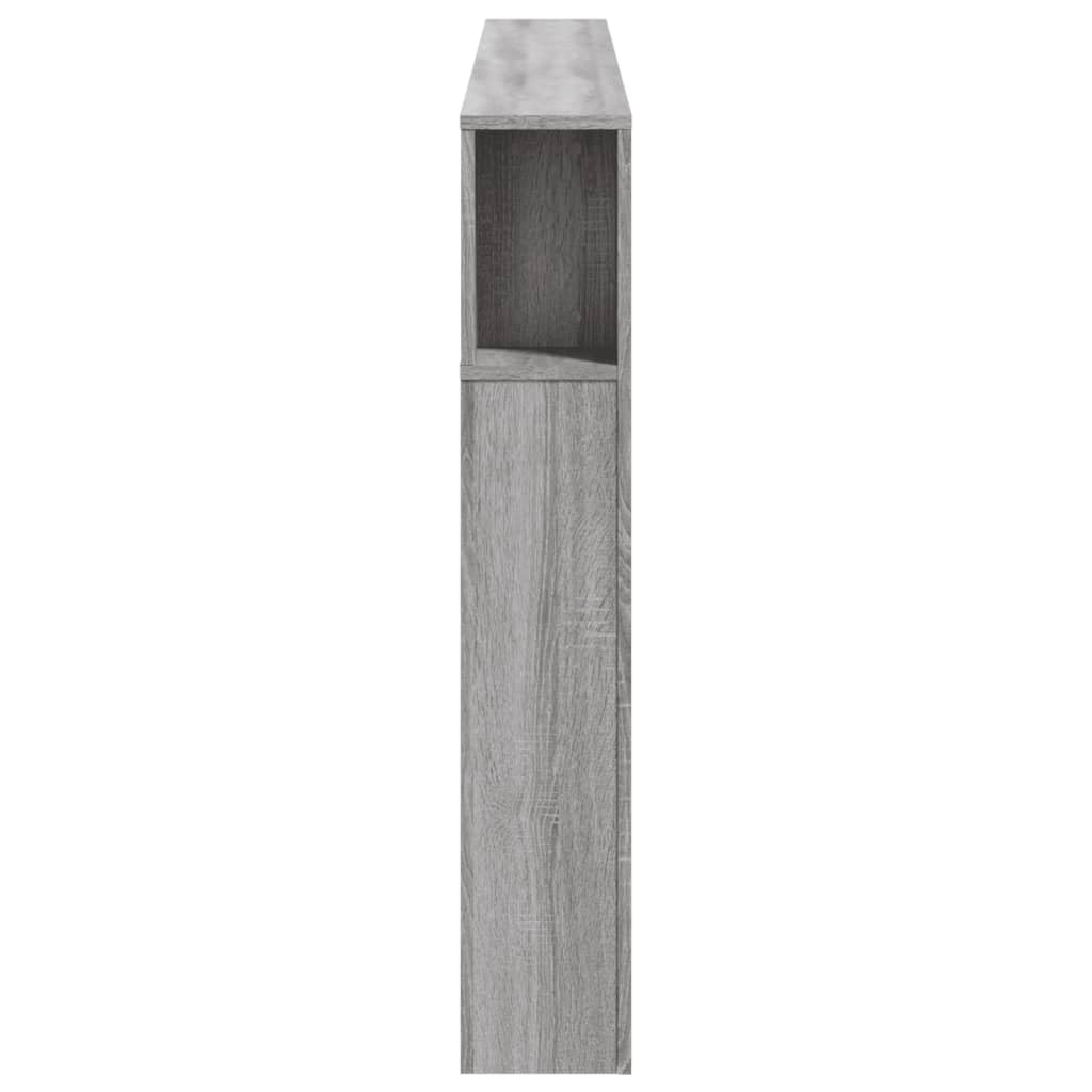 Testiera Letto Matrimoniale SECOLI Con Scomparti E Luci LED – Legno Multistrato Grigio Sonoma, 180x18,5x103,5 Cm