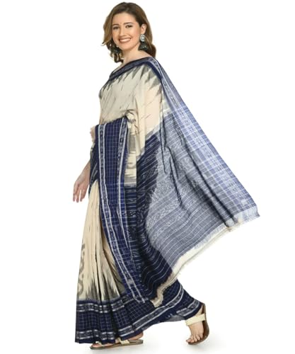 Image of COTTONSILK & KHANDUAPATA Shambalpuri Cotton Saree of Odisha Ikkat Orissa Traditional Handloom Sari | Bomkai | Pata | Nuapatana | sambalpuri saree | khandua patta sare | without Blouse S5
