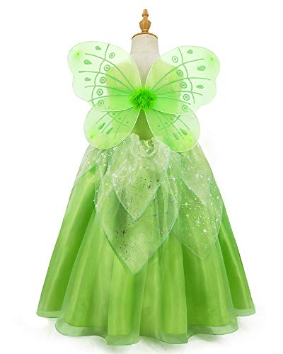 Cqdy Girls Tinkerbell Costume Dress Up Fancy Fairy Princess Halloween Party Dress With Butterfly Wings #TOP5