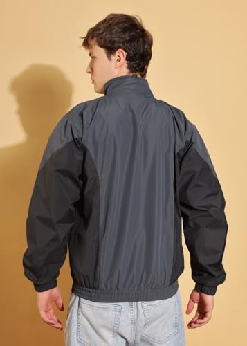 Image of Dollar Men's Polyester Colourblock Windcheater Jacket With Zipper Pockets