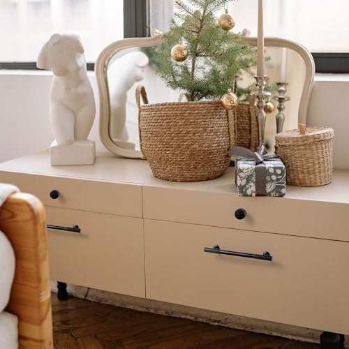 Goo-Ki Elegant Black Zinc Alloy Cabinet Handles - 3''(76mm) Hole Center Striped Decorations Cabinet Pull Hardware for Bedroom, Kitchen, 6 Pack - image 5