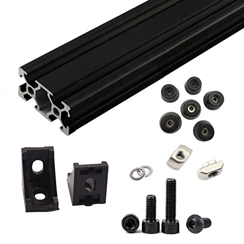 1set Black AM8 3D Printer Aluminum Extrusion Metal Frame Full Set with Nuts Screw Bracket Corner for Anet A8-144 (T Slot)