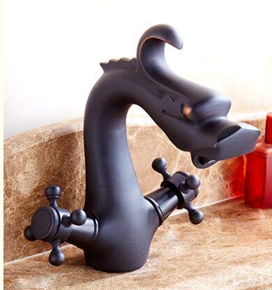 Grifo baño bronce antiguo con mezclador doble manija y cartucho cerámico antigoteo SLT048S-B