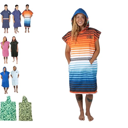 COR Surf Poncho Changing Towel Robe with Hood and Front Pocket, Made of Quick Dry Microfiber Doubles Up As A Beach Towel and Blanket, (Medium, Sarape)