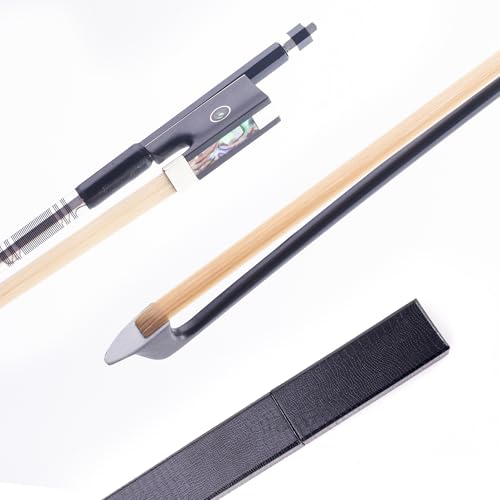 AMZZ 4/4 Carbon Fiber Violin Bow with Case, Lightweight & Well Balanced