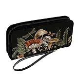Mushrooms Fern Forest Nature Hobo wallet, Dragonfly Butterfly hippie wallet, boho wallet, mushroom w
