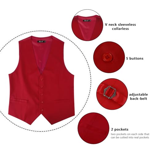 Image of Alizeal Mens Classic Solid Color Business Suit Vest Regular Fit Tuxedo Waistcoat for Wedding